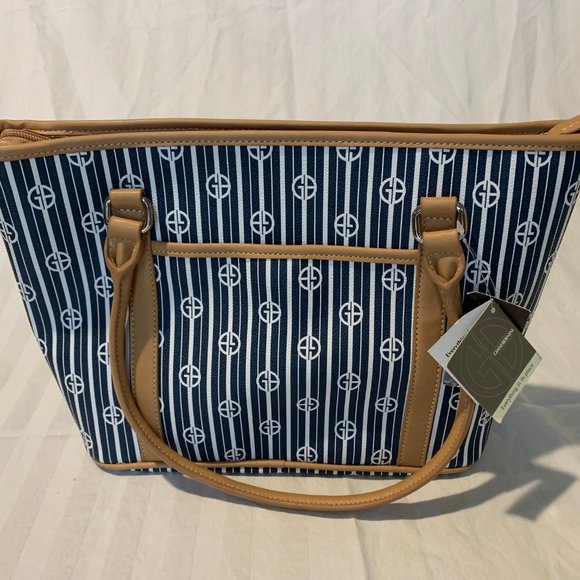 Brown and Navy Blue Stripe Bag by Giani Bernini - Picture 3 of 3